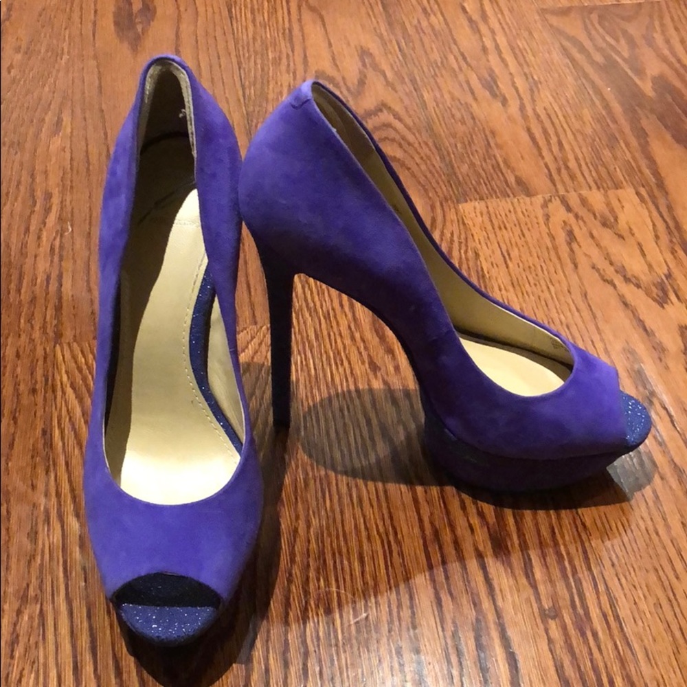 B Brian Atwood purple platform heels